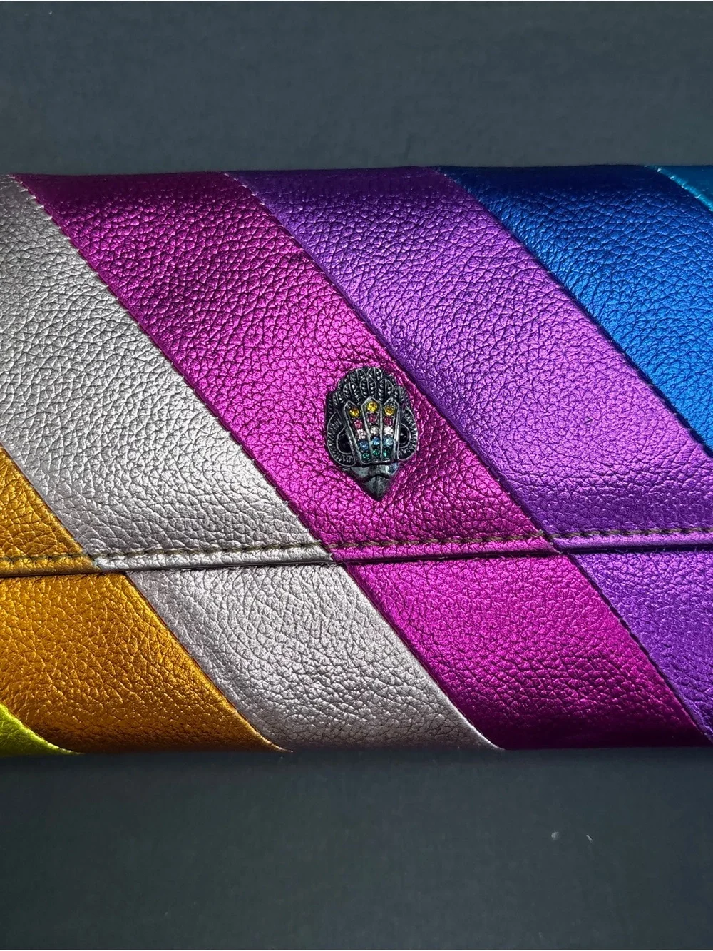 Kurt Geiger Metallic Rainbow Chevron Clutch - Pink, Purple, Blue & Gold